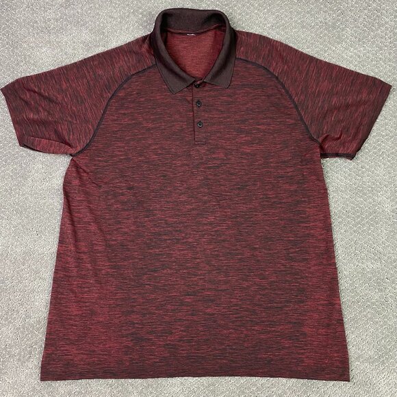 Lululemon Metal Vent Tech Polo Shirt Men's XXL Burgundy Red Golf Performance - Picture 1 of 10
